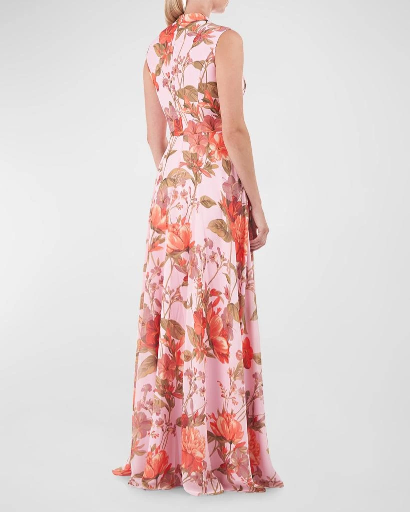 Kay Unger Nina Pleated Floral-Print Walk-Thru Jumpsuit 4