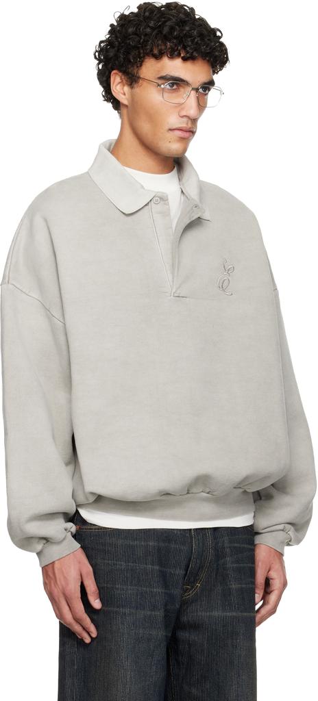 Essentials Gray Holiday Embroidered Classic Polo
