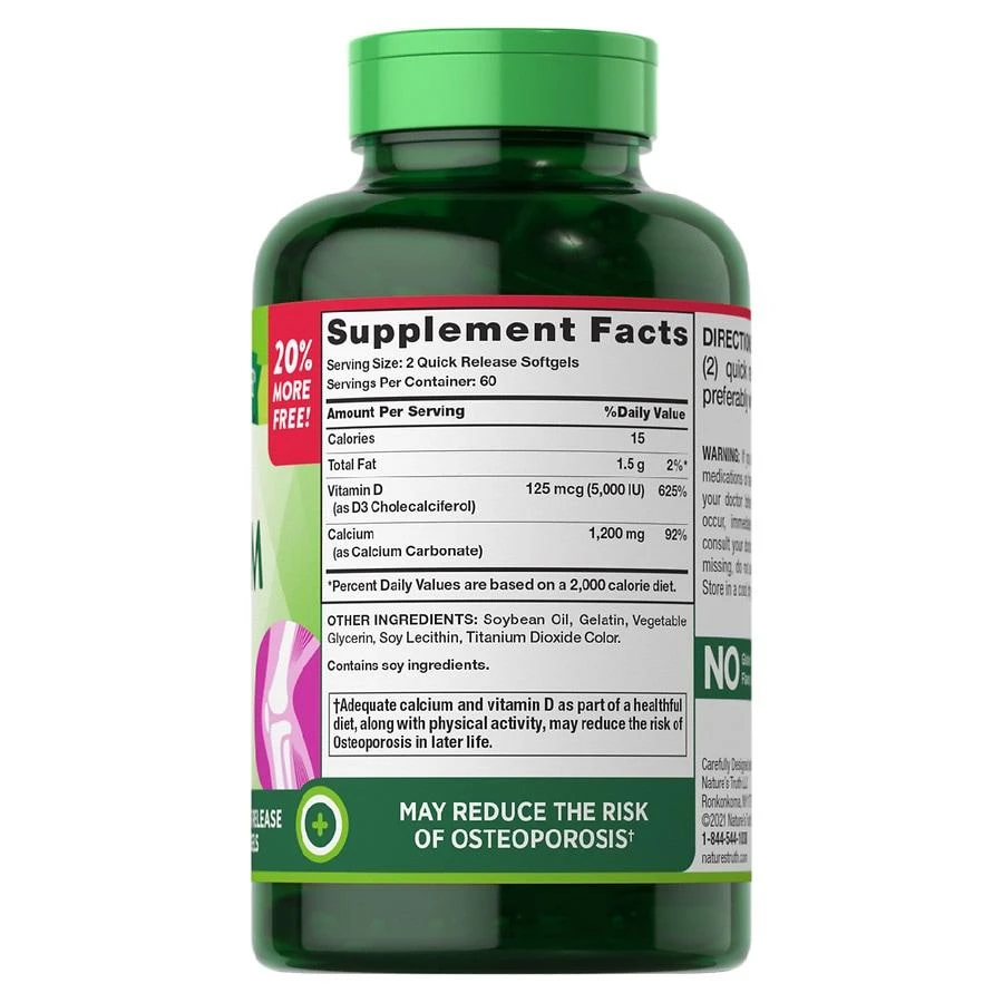 Nature's Truth Absorbable Calcium 1,200 mg plus D3 5,000 IU 3