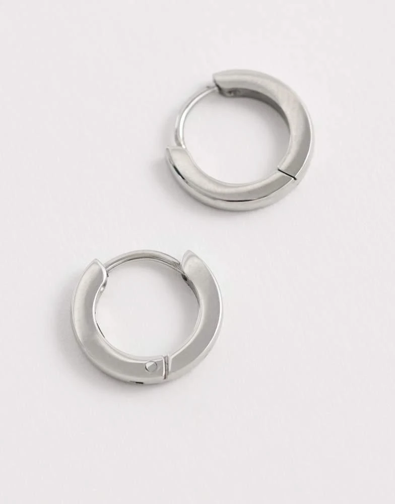 ASOS ASOS DESIGN waterproof stainless steel 9mm hoop earrings in silver 4