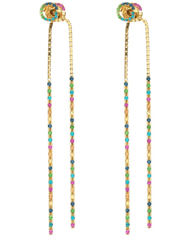 Gucci Gucci Running G 18K Yellow Gold Mixed Multi Gemstones Long Drop Women's Earrings YBD48168500200U