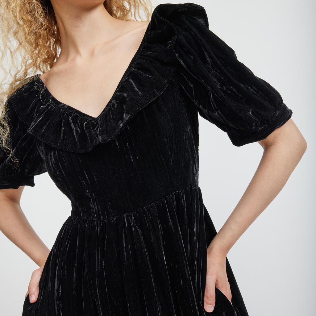 Batsheva Batsheva Ruffle May Crushed Velvet Dress