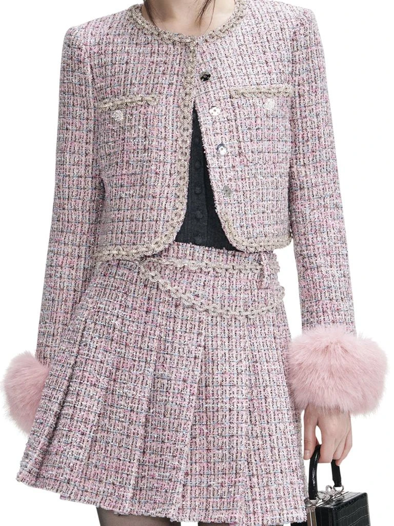 Self Portrait BOUCLE JACKET WITH FUR CUFFS 3