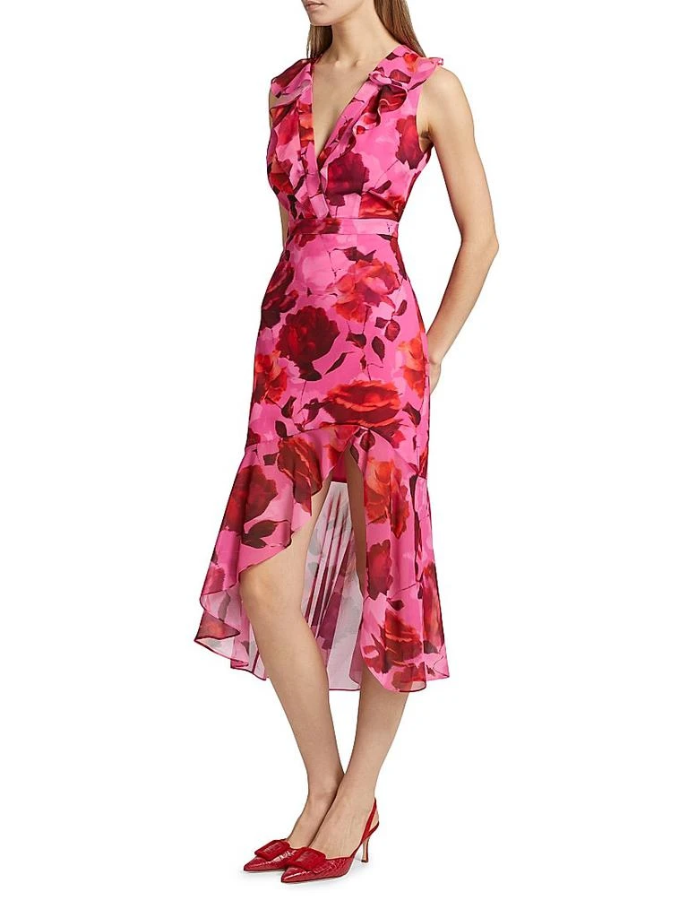 Milly Nanci Blurred Blossom Ruffle Cocktail Dress 4