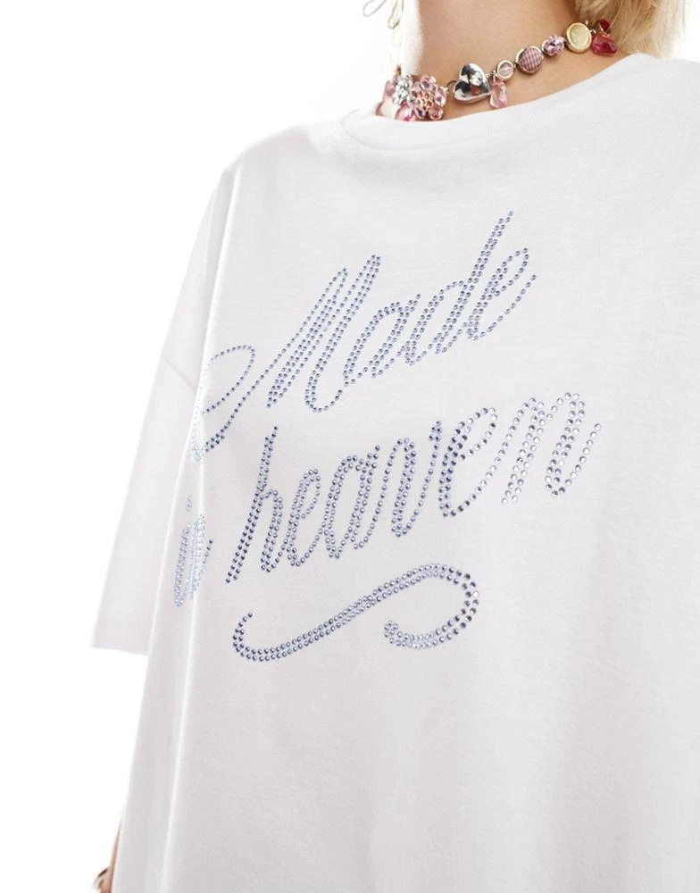 COLLUSION COLLUSION oversized rhinestone skate t-shirt in white 4
