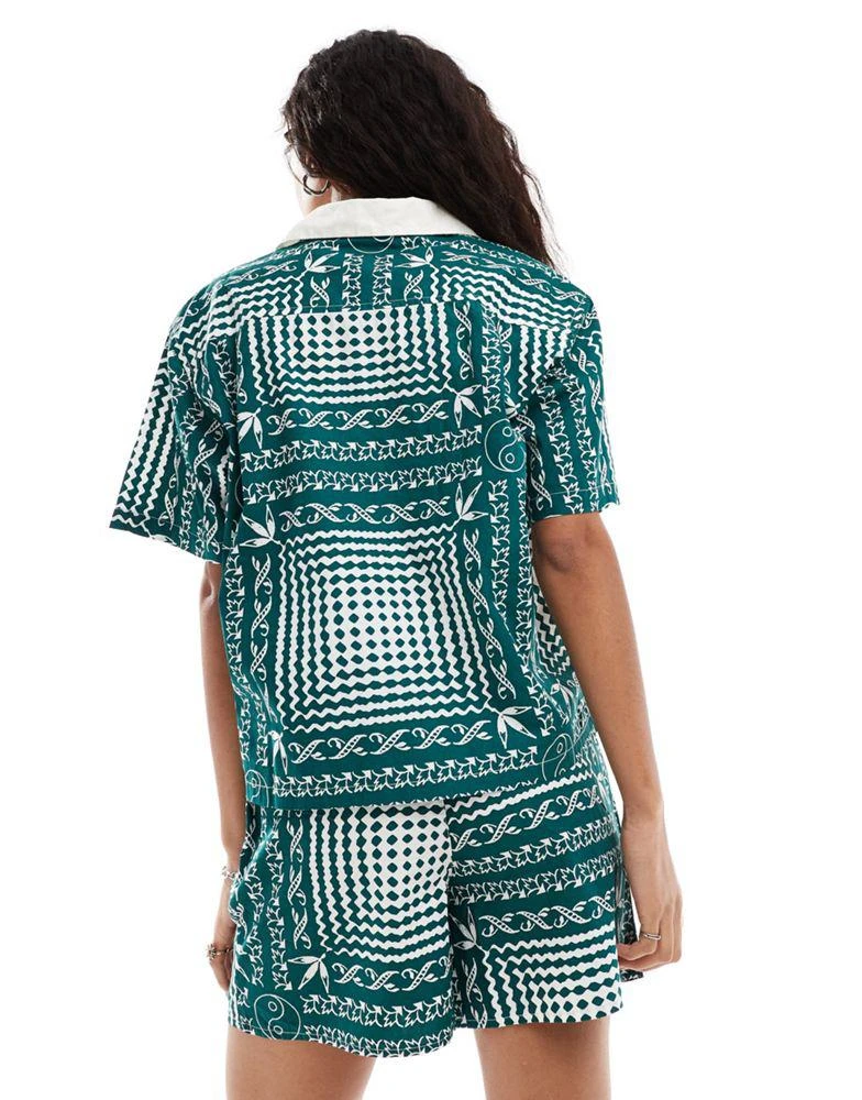 Obey Obey co-ord scarf print shorts in green 5