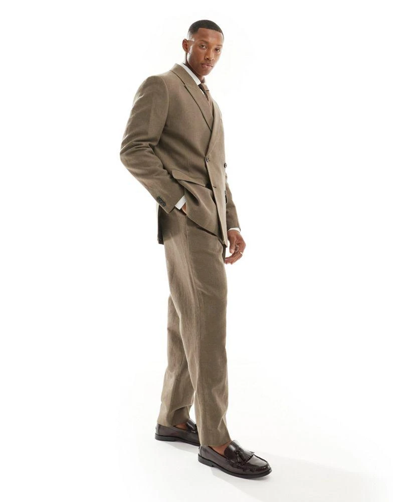 Abercrombie & Fitch Abercrombie & Fitch tailored pleated loose fit linen blend trousers in tan co-ord 2