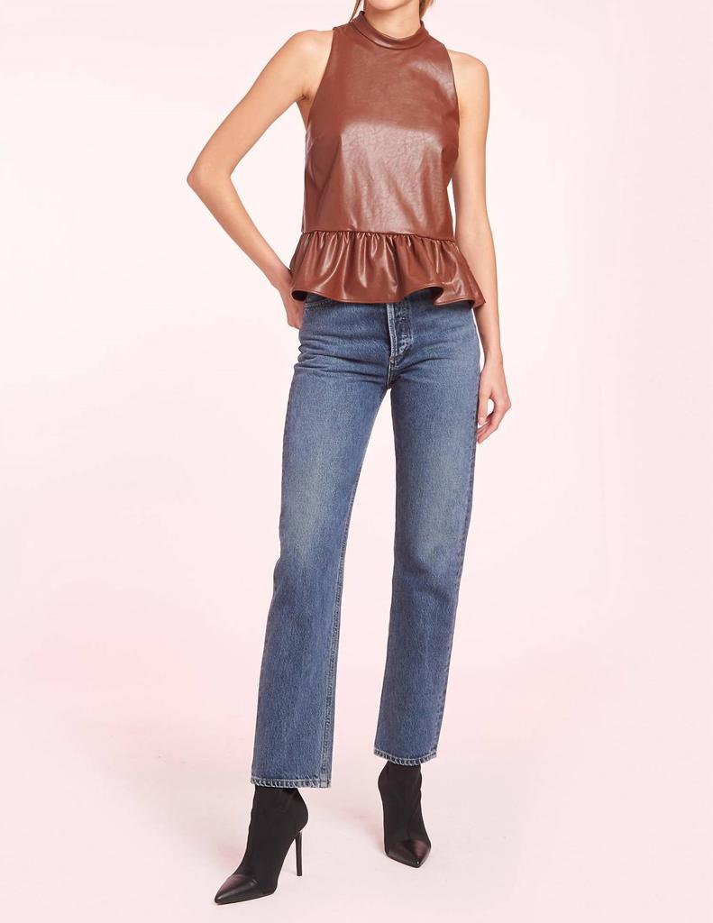 Amanda Uprichard Amanda Uprichard - Anders Faux Leather Peplum Waist Top