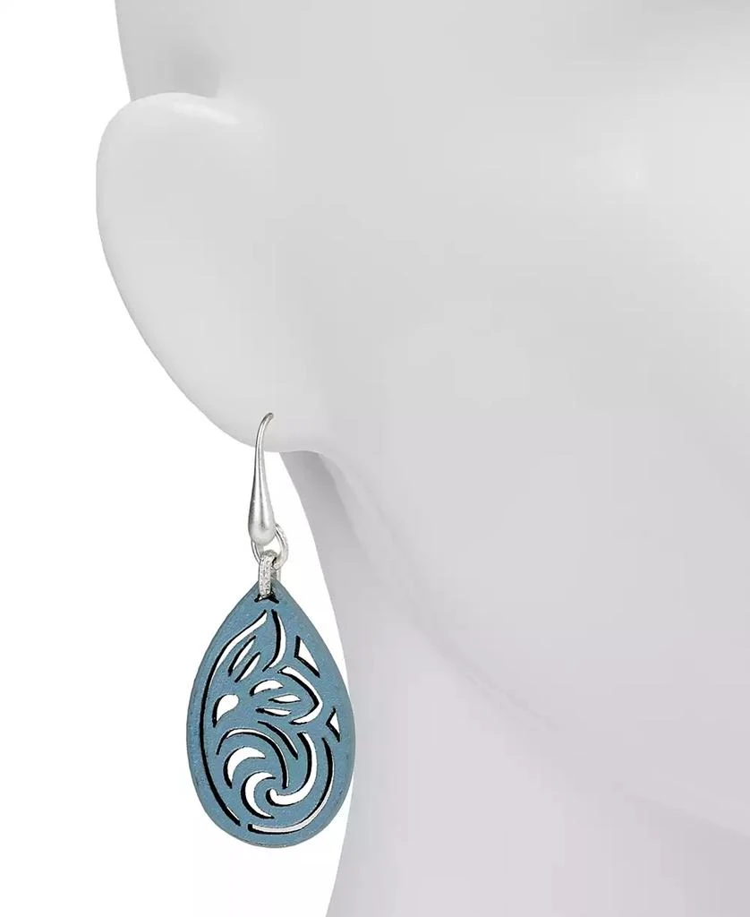Patricia Nash Silver-Tone Leather Lace Drop Earrings 3