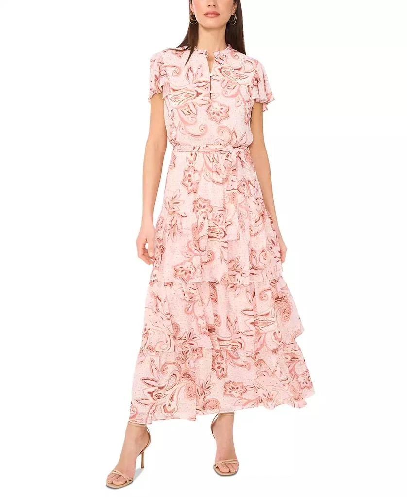 Sam & Jess Women's Tiered Floral Flutter-Sleeve Maxi Dress 1