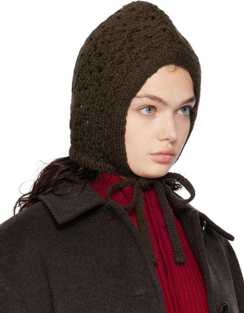 AMOMENTO Brown Crochet Knit Bonnet 2