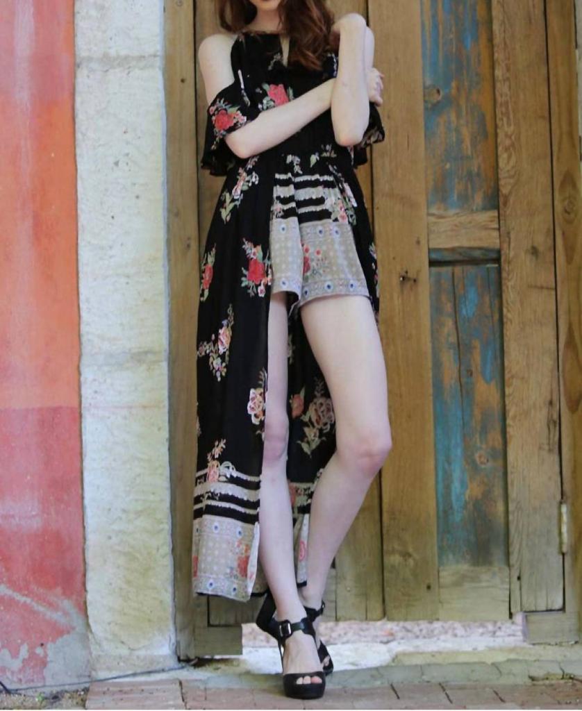Angie Angie - Cold Shoulder Walk Through Maxi Romper