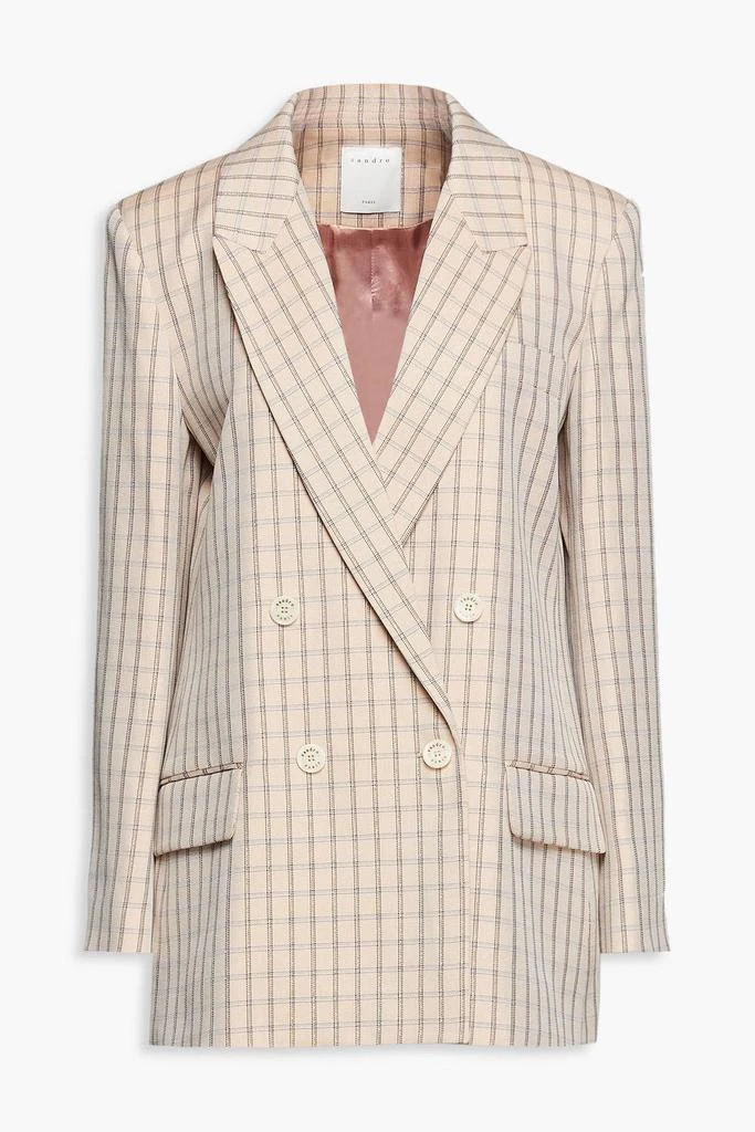 SANDRO Double-breasted checked twill blazer 1