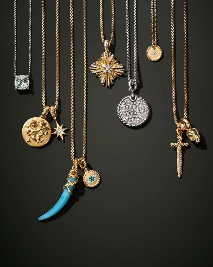 David Yurman 18K Yellow Gold Evil Eye Amulet with Emeralds 
Diamonds 5