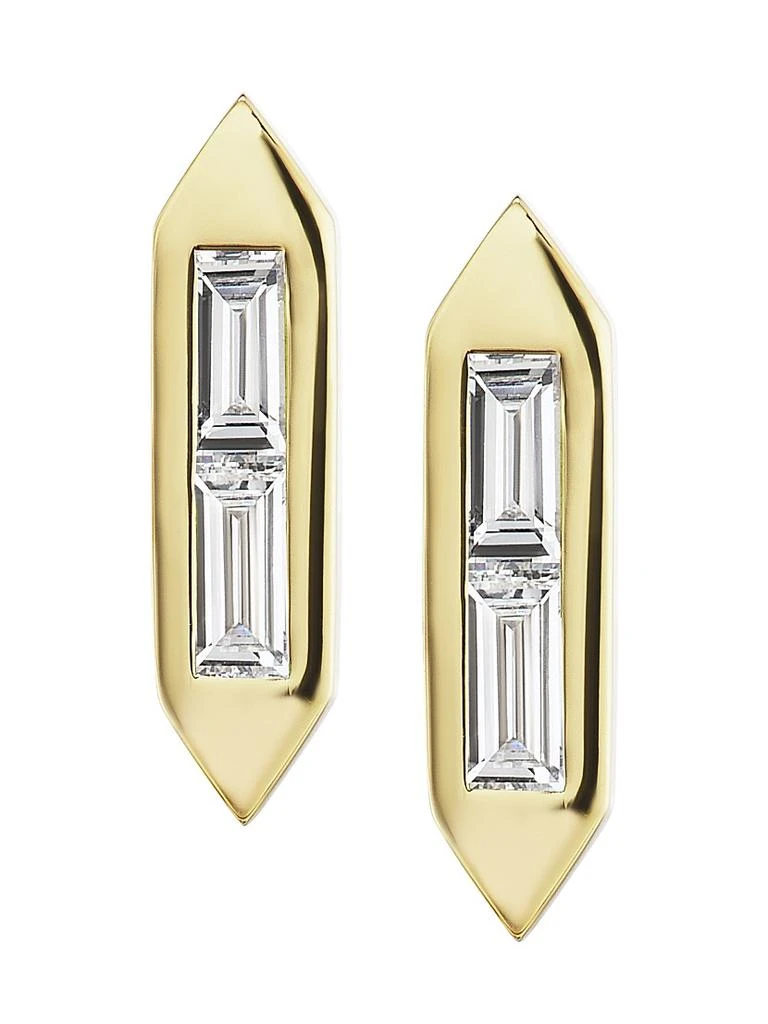 Emily P. Wheeler Signature 18K Yellow Gold & Diamond Line Studs 1