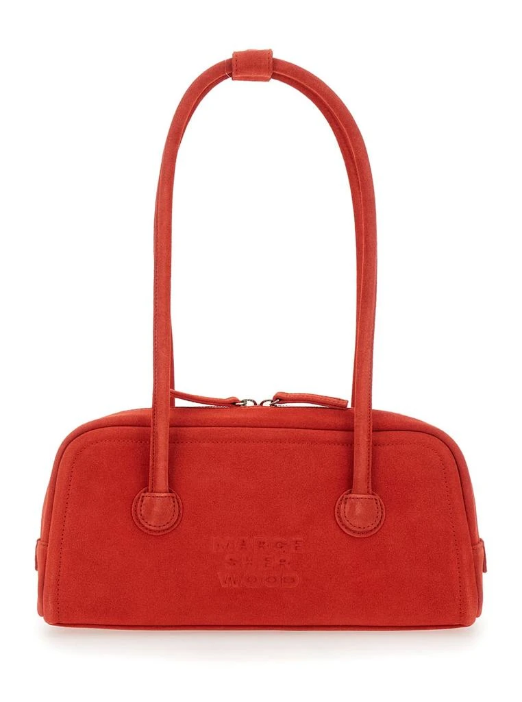 Marge Sherwood Red Shoulder Bag With Logo Lettering On The Front In Soft Leather Woman 1