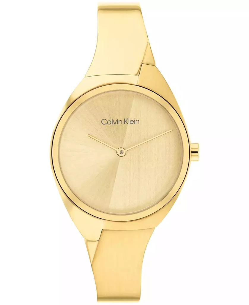 Calvin Klein Women's 2-Hand Gold-Tone Stainless Steel Bangle Bracelet Watch 30mm 1