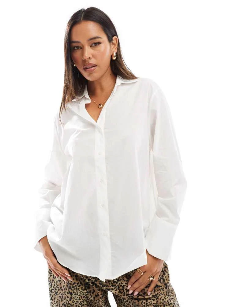 Mango Mango oversized shirt in white 1