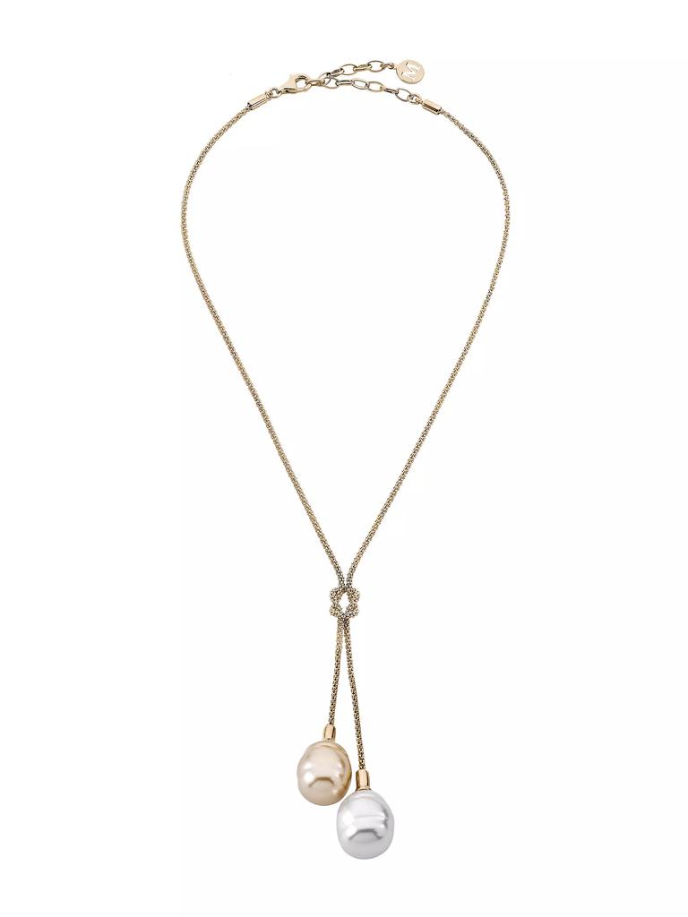 Majorica Tender 18K-Gold-Plated & Lab-Grown Baroque Pearls Knot Necklace