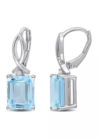 Belk
Co. 8.25 ct. t.w. Blue Topaz and White Topaz Drop Earrings in Sterling Silver