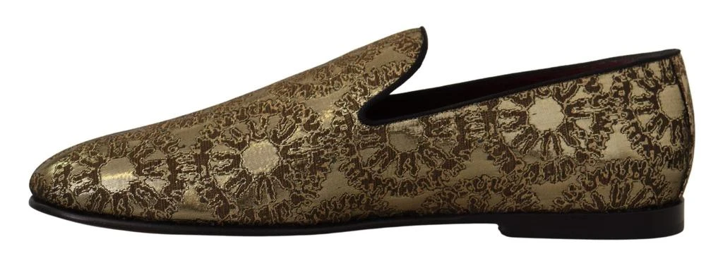 Dolce & Gabbana Dolce & Gabbana Gold Jacquard Flats Mens Loafers Shoes 3