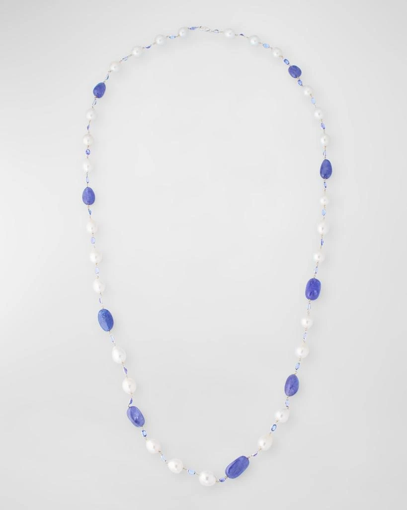 BELPEARL 18K White Gold 9.5-12mm South Sea Pearl and Tanzanite Necklace 1