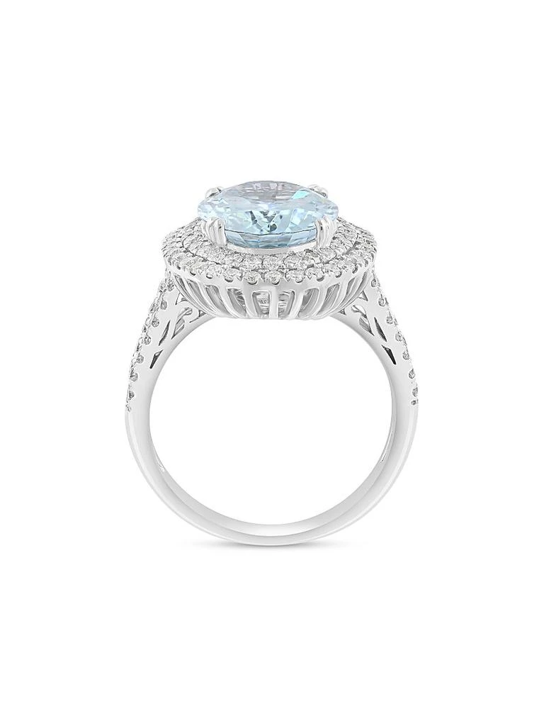 Saks Fifth Avenue Collection 14K White Gold, Aquamarine 
0.98 TCW Diamond Double-Halo Ring 4