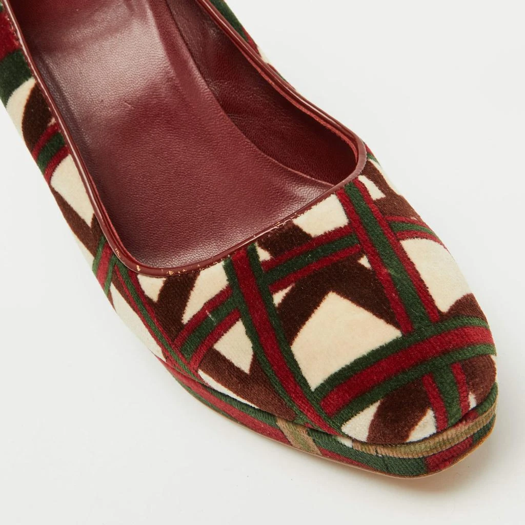Gucci Gucci Multicolor Pattern Velvet Platform Wedge Pumps Size 39.5 10
