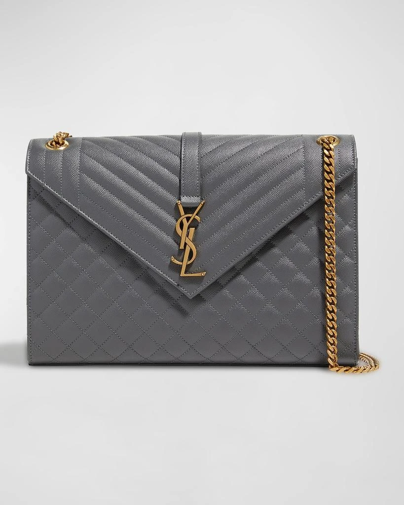 Yves Saint Laurent Envelope Triquilt Large YSL Shoulder Bag in Grained Leather 1
