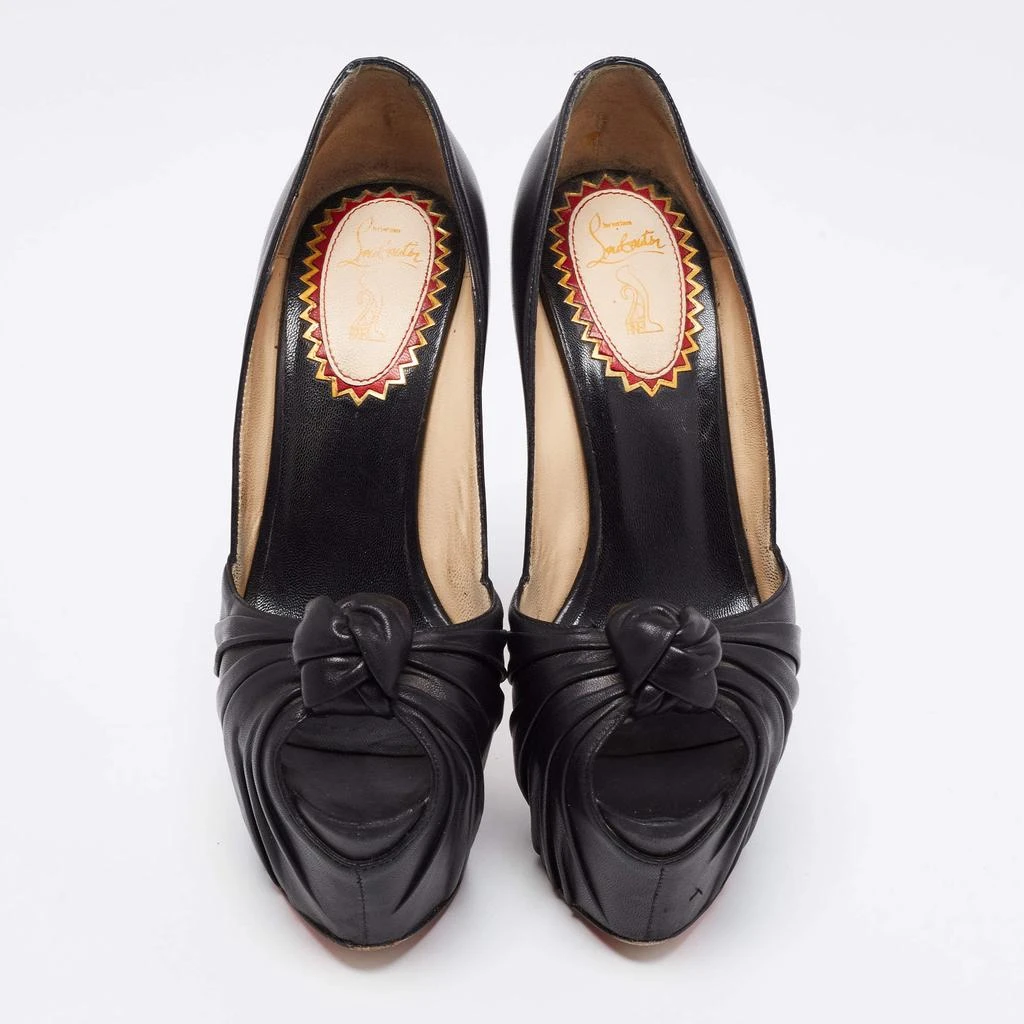 Christian Louboutin Christian Louboutin Black Leather Lady Gres Knotted 20th Anniversary Peep-Toe Platform Pumps Size 37 3