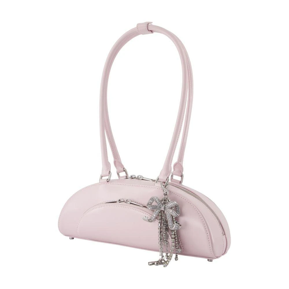 Self Portrait Curved Charm Shoulder Bag - Leather - Purple 2