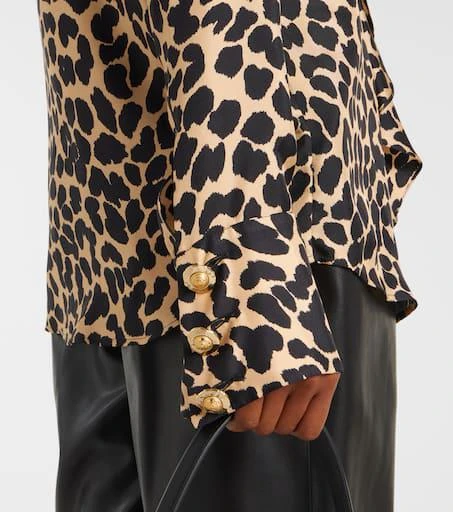 Balmain Leopard-print ruffled silk blouse 5