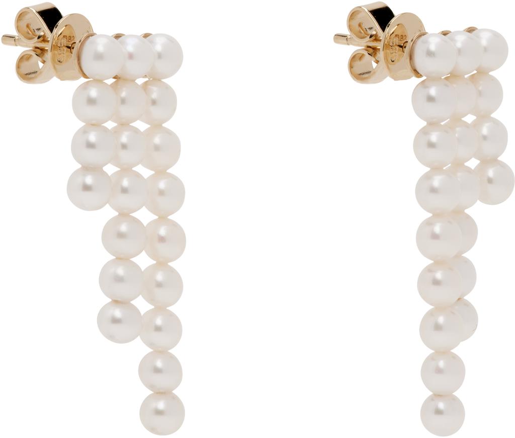 Sophie Bille Brahe White & Gold 'La Valse Trois Temps' Earrings