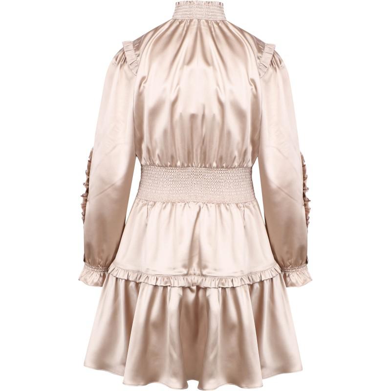 Designers Remix Girls Ruffle detail smock dress in champagne