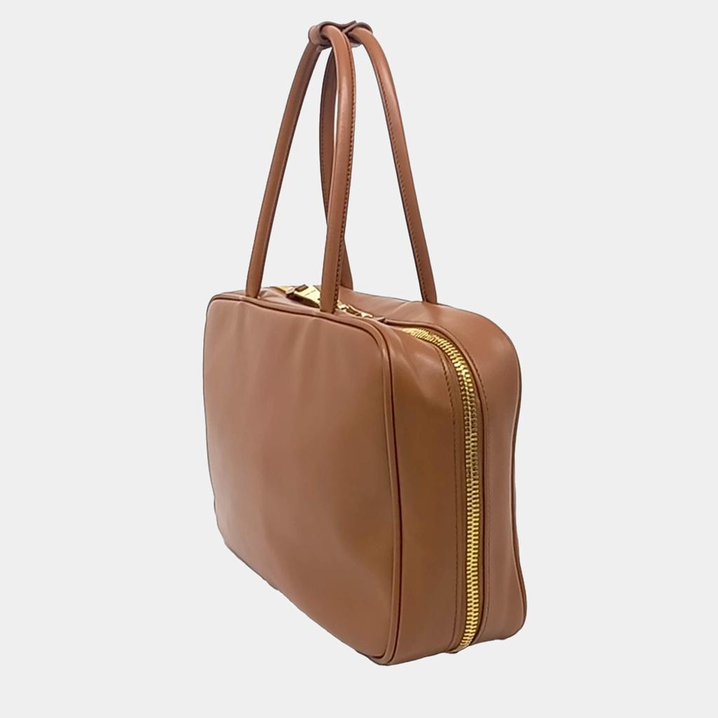 Miu Miu Miu Miu Brown Leather embossed logo bowling bag - Tote