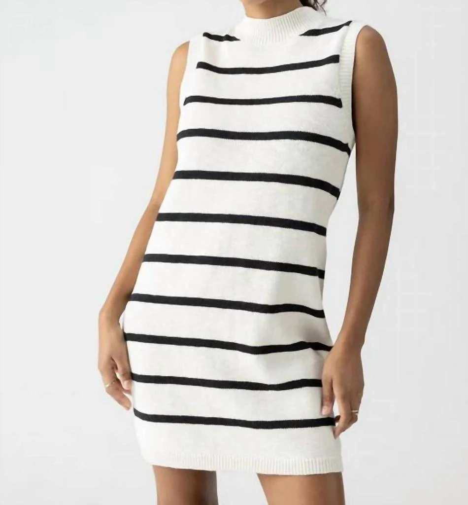 Sanctuary Life Is Easy Sweater Dress In Chalk/black Stripe 2