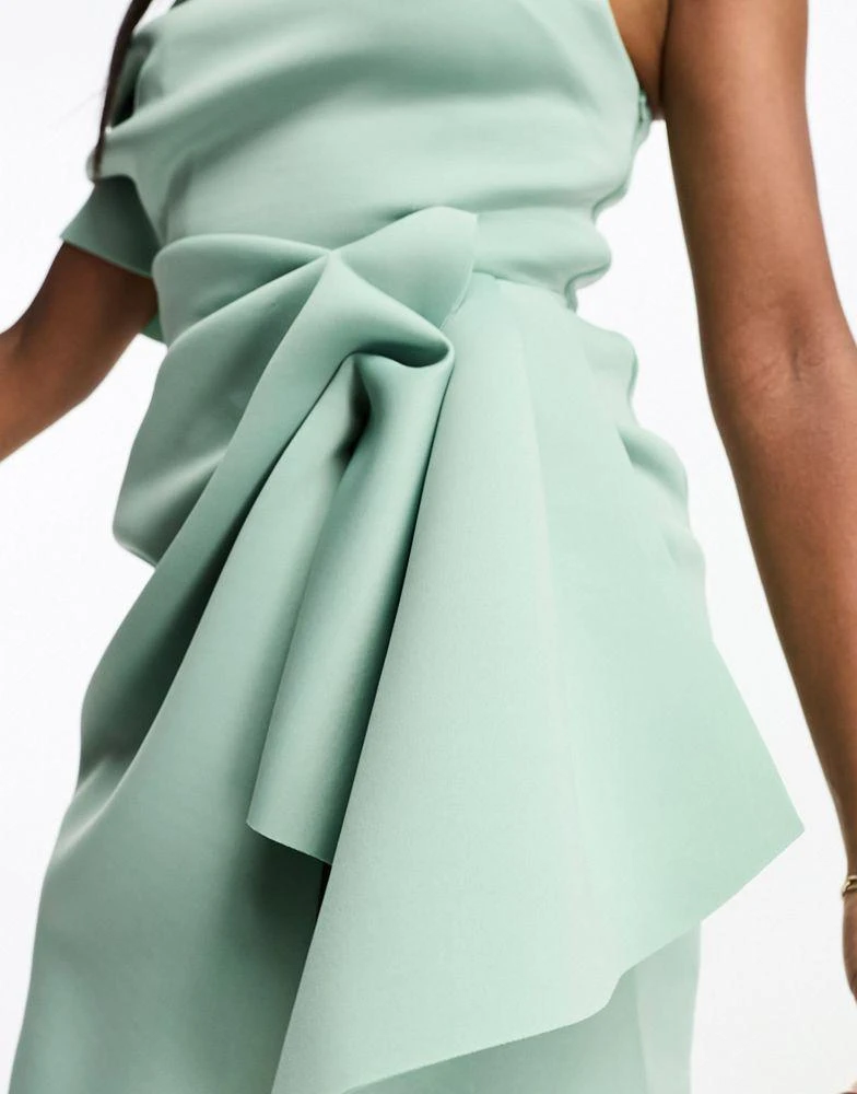 Shop ASOS DESIGN fallen shoulder manipulated tuck midi pencil dress in  frosty sage on Sale at BeyondStyle  Get 75% Off ASOS DESIGN fallen  shoulder manipulated tuck midi pencil dress in frosty