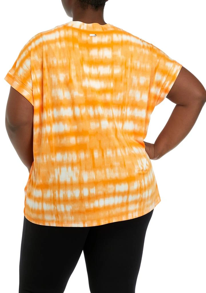 Calvin Klein Plus Size V-Neck Mixed Media Top 2