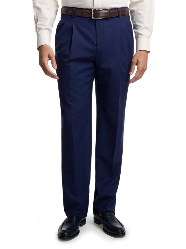 Paul Fredrick Wool Stretch Bengaline Pleated Suit Pants 2