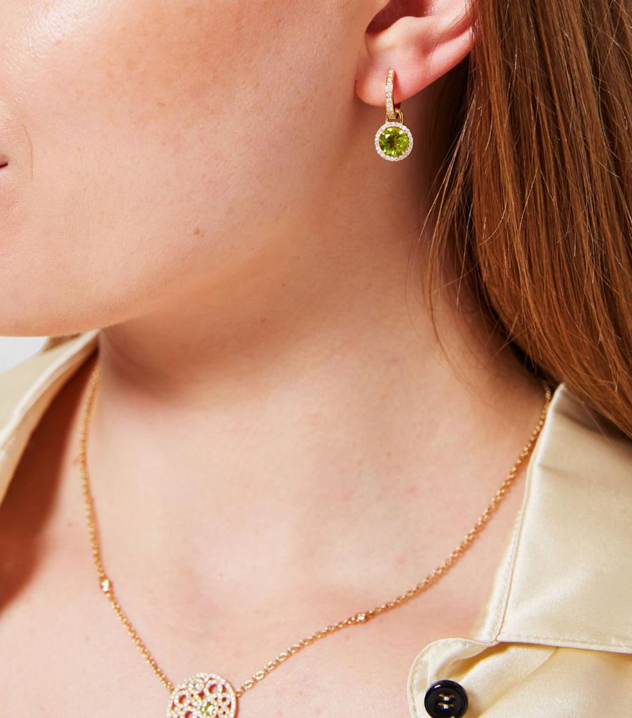 Kiki McDonough Mini Yellow Gold, Diamond and Peridot Grace Drop Earrings