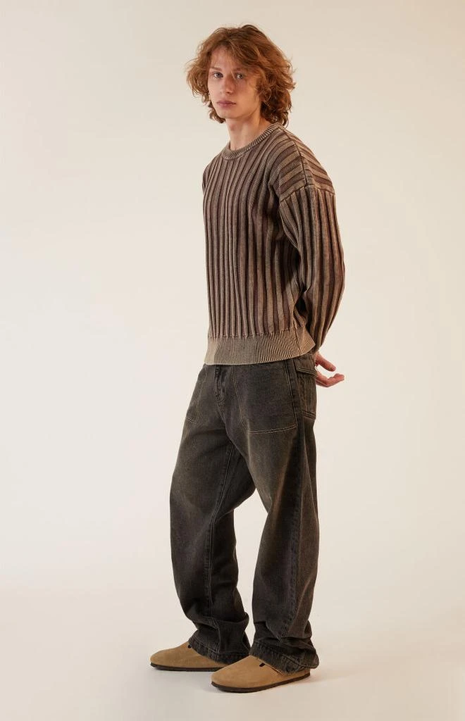 PacSun Brown Wide Ribbed Knit Crew Neck Sweater 4