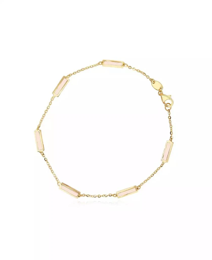 The Lovery Pink Pearl Bar Chain Bracelet 14K Gold