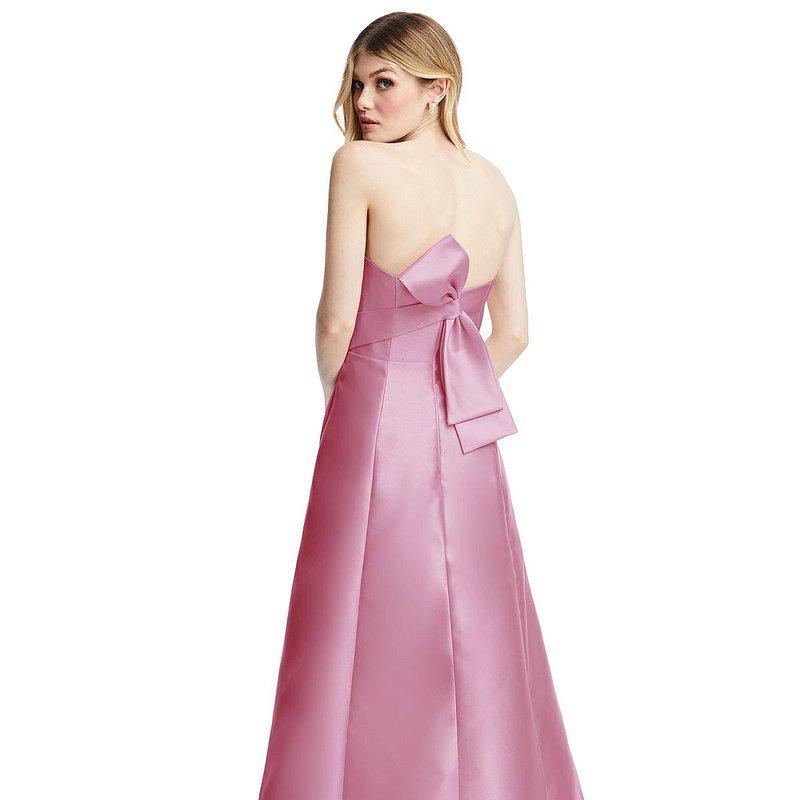 Alfred Sung Strapless A-line Satin Gown With Modern Bow Detail D842