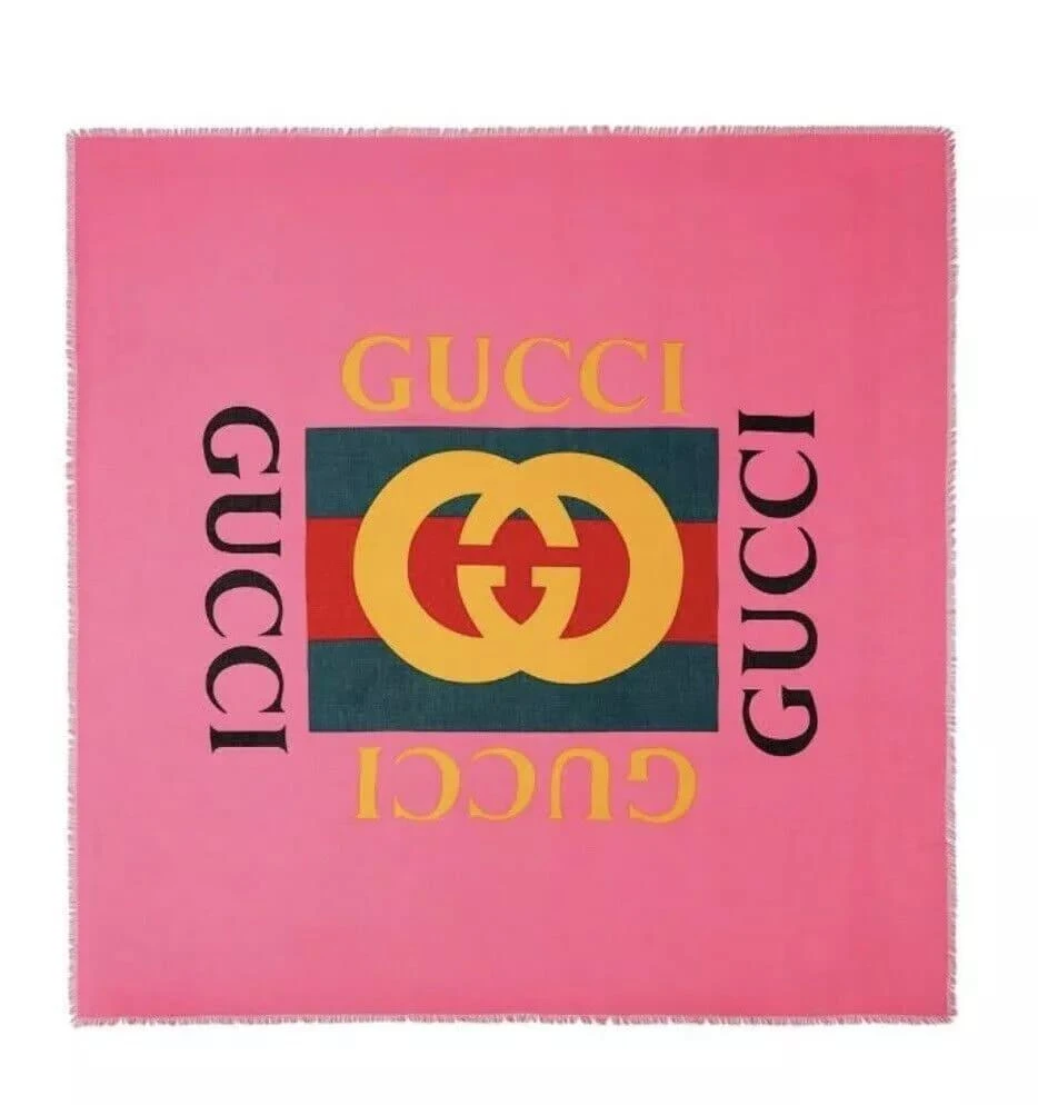 Gucci Women Wool/Silk GRG Web GG Logo Scarf Shawl