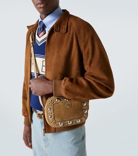 Valentino Nellcôte studded suede crossbody bag 2