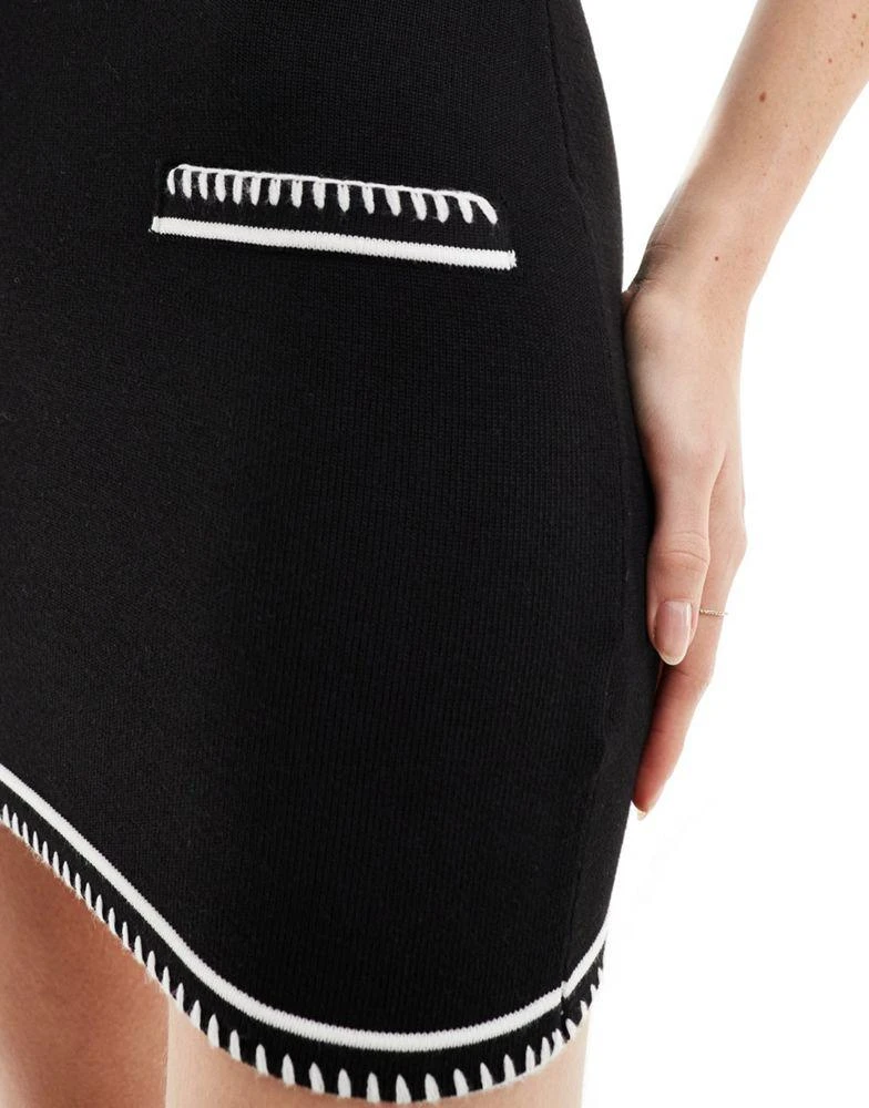 SNDYS knit scoop back detail mini dress with pocket detail in black with  white stitch  On Sale Now with Up to 40% Off | Discover Exclusive Deals &  Savings at BeyondStyle