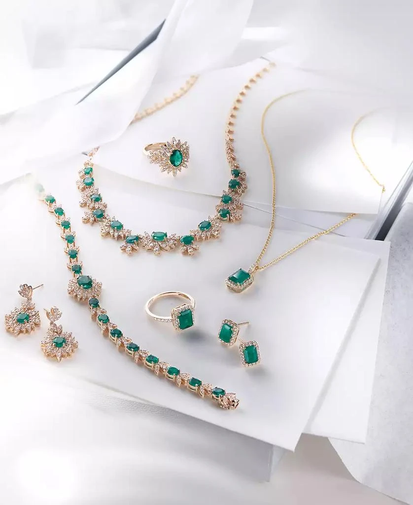 Effy EFFY Emerald (1-9/10 ct. t.w.) and Diamond (1/4 ct. t.w.) Stud Earrings in 14k Gold, Created for Macy's 5