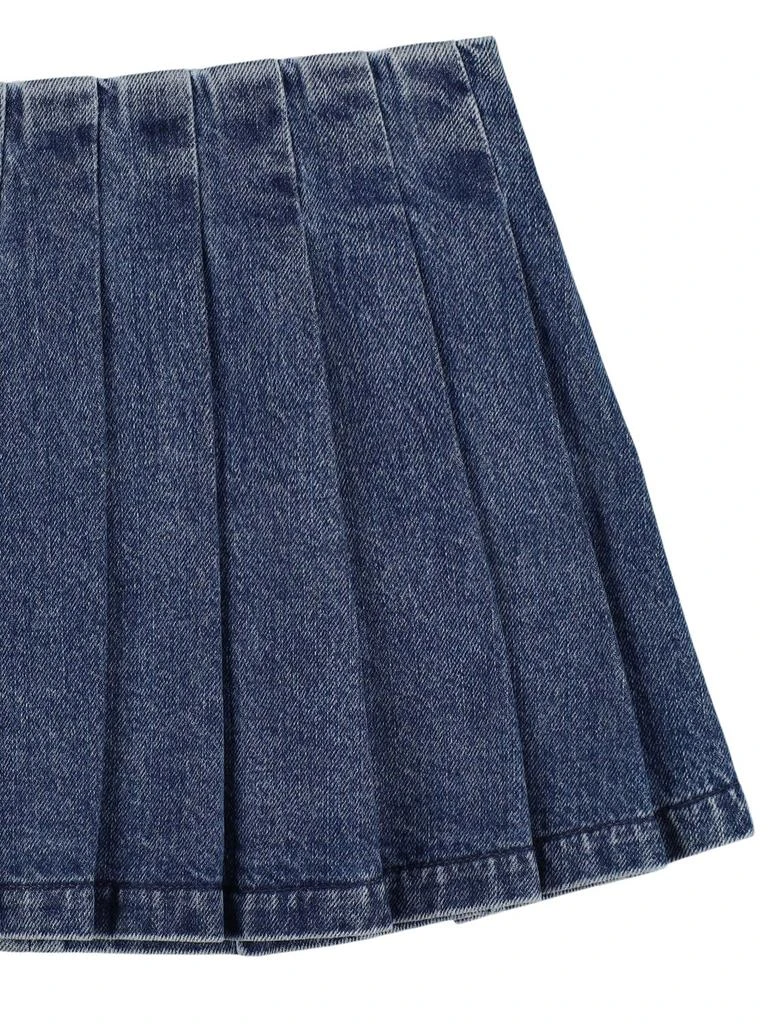 SELF-PORTRAIT Pleated Cotton Denim Skirt 1