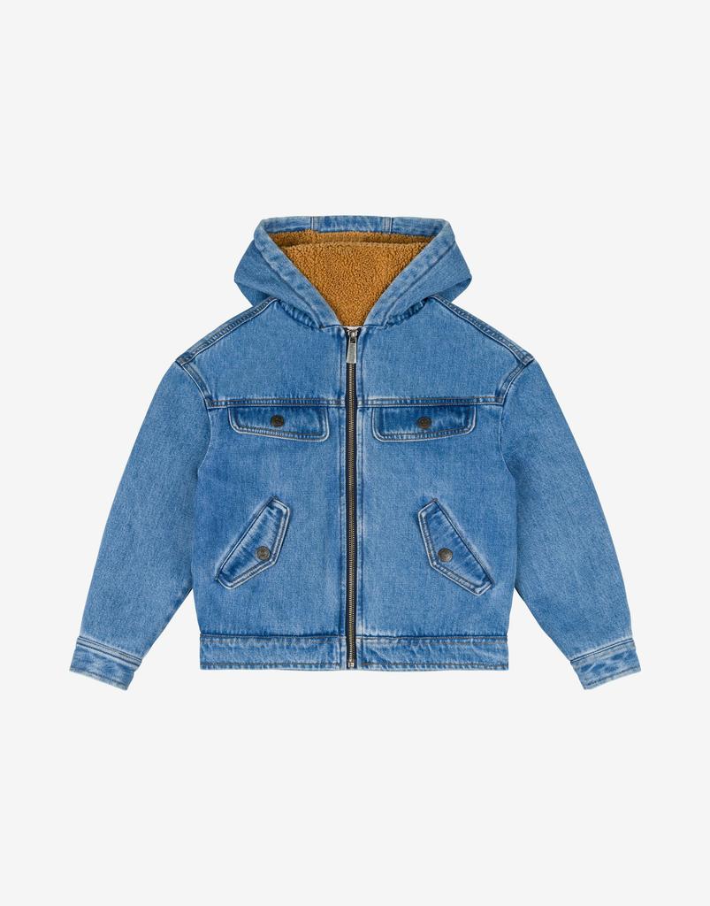 Moschino Embossed Logo Denim Jacket With Hood