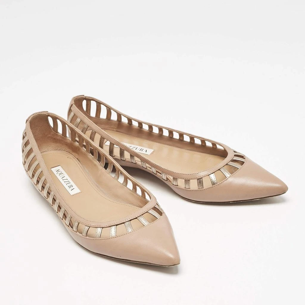 Aquazzura Aquazzura Beige Leather Le Parisien Pointed Toe Ballet Flats Size 38 4
